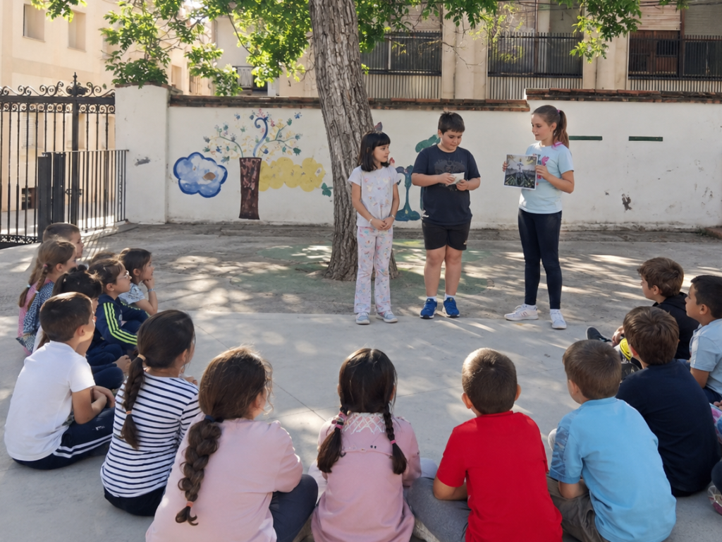 Alumnos en el patio del colegio